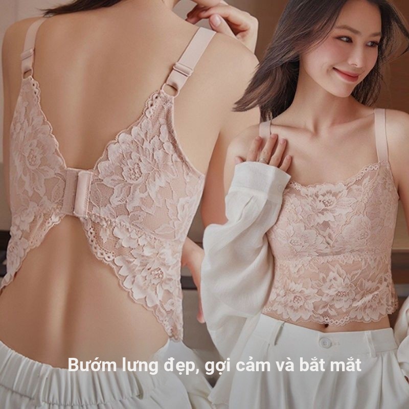 Quần Lót Ren Vú Lớn Nhìn Nhỏ Chống chói Full Cup Gợi Cảm Đẹp Lưng Ống Top Mùa Hè Nữ Mỏng Kích Thước Lớn Áo Ngực