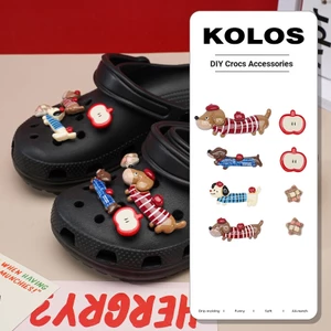 Thích hợp cho Crocs Apple Dachshund Puppy dễ thương, hoa giày cao cấp, phụ kiện lỗ khóa có thể tháo rời, ins