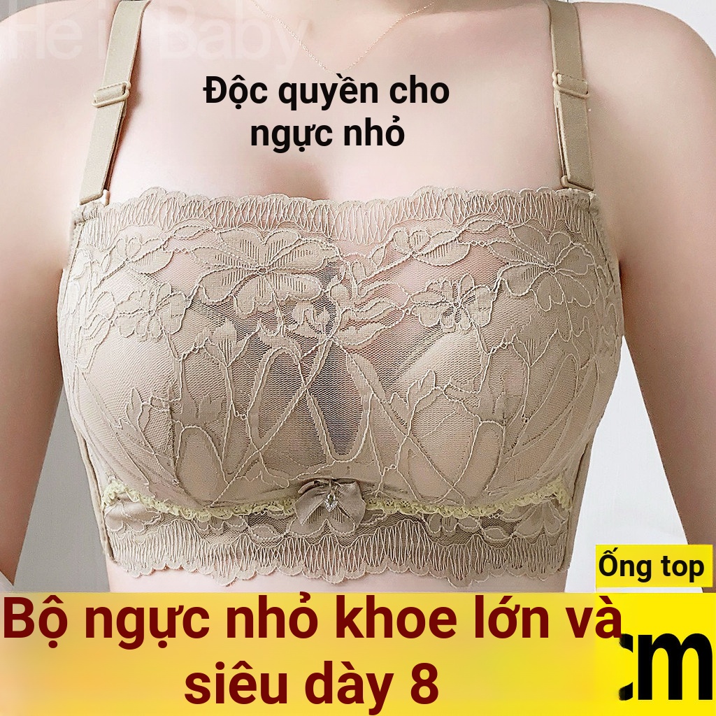 Không Dây Phối Ren Hiển Thị Ngực Ống Lớn Top Bra Palm Cup Quần Lót Dày