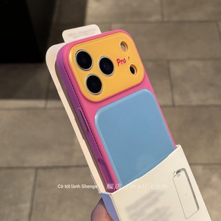 Dopamine Màu Sắc Tương Phản Cửa Sổ Mở Rộng Thứ Hai Điện Thoại Di Động Cho iPhone17 16 15 14 13 Pro Max Chống Sốc Bảo Vệ Camera Ốp Lưng Cứng Chống Rơi
