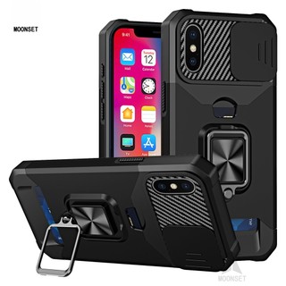 Dành Cho iphone X / Xs Max / XR Ốp Lưng Có Trượt Camera Bao Đựng Thẻ Nhẫn Chân Đế Chịu Lực Bảo Vệ Mỏng Bao