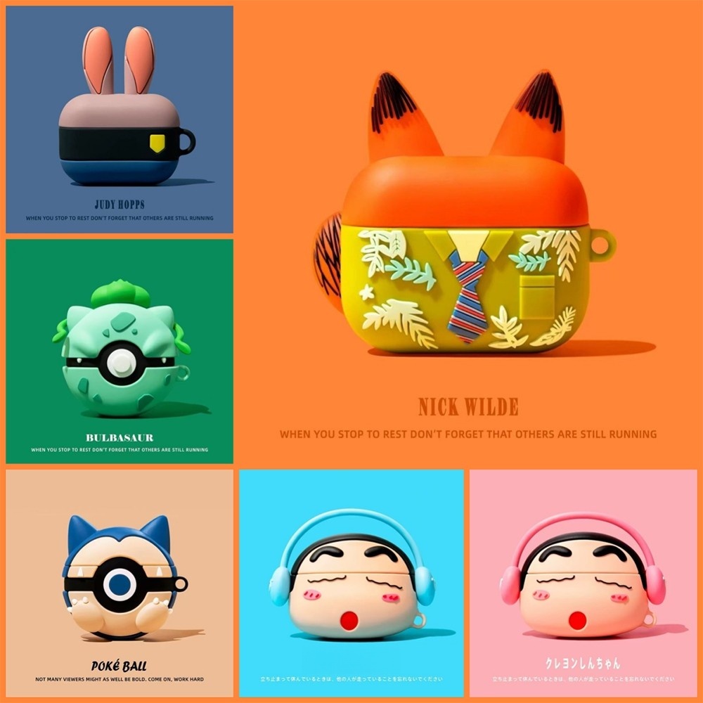 Vỏ tai nghe silicon hình chú thỏ Fox Boy cho AirPods Pro3/Pro / Pro2/4 / 3 / 2 / 1