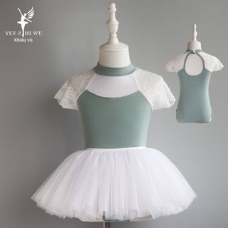 Trang Phục Khiêu Vũ Bé Gái Mùa Hè Tay Ngắn Thực Hành Trẻ Em Phong Cách Mới Trẻ Em Thi Một Mảnh Ba Lê Gạc Váy