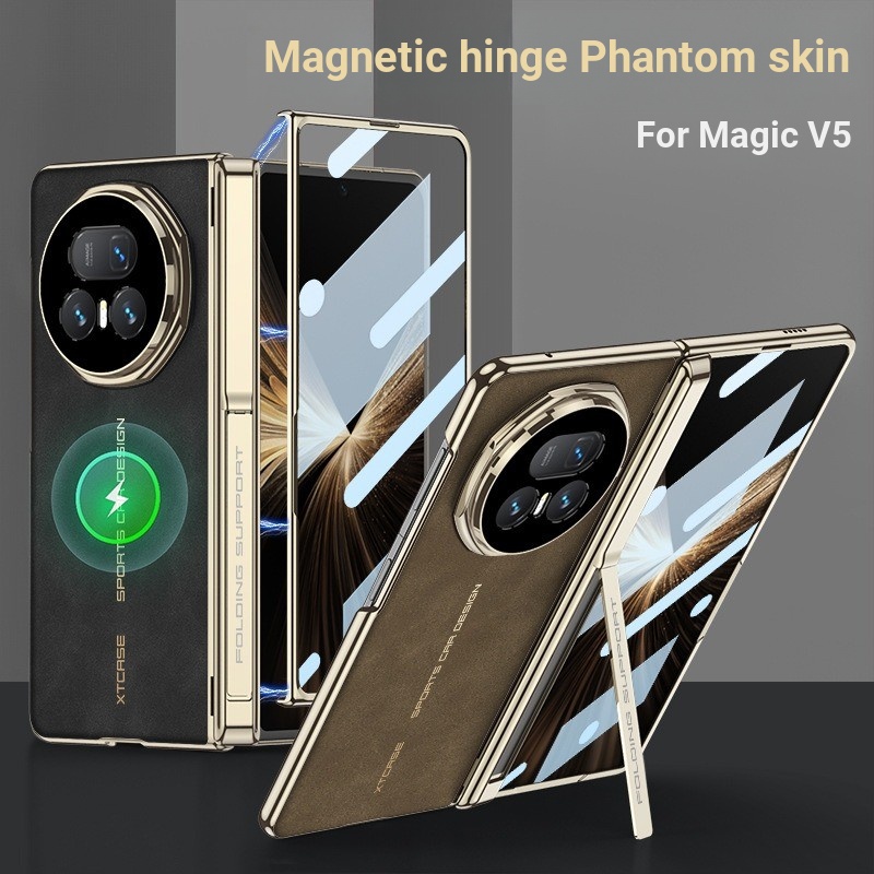 Da Mờ Từ Tính Bản Lề Đứng Dành Cho Honor Magic V5 Sạc Không Dây Màn Hình Phía Trước Kính Dành Cho Honor Magic V5 Case
