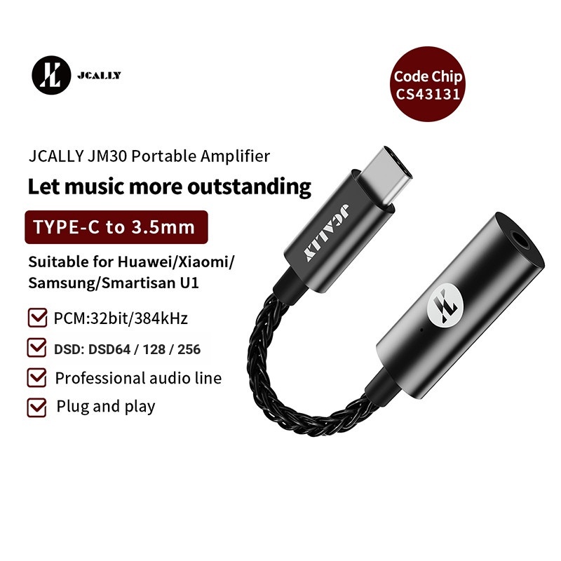 Bộ Chuyển Đổi Âm Thanh Kỹ Thuật Số JM30 JM30L DAC CS43131 Type C Sang 3.5 Phù Hợp Với Điện Thoại Android