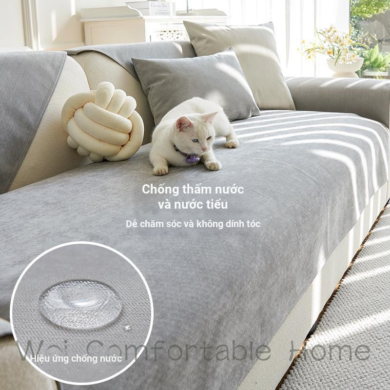 Đệm sofa đa năng 4 mùa, chống thấm nước, cho thú cưng, cố định chống trơn trượt, vải bền, không trầy xước
