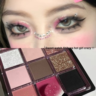 Matte Rose Red 9 Màu Phấn Mắt Phấn Bảng Ngọc Trai Shmmier Highlight Brighten Blue Brown Beauty Eye Makeup