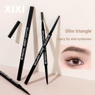 Xixi Đũa đen hai đầu bút chì kẻ mày mới bắt đầu tự nhiên ba chiều lâu trôi không thấm nước chống mài mòn màu nâu đen Tam giác bút lông mày NO.D755