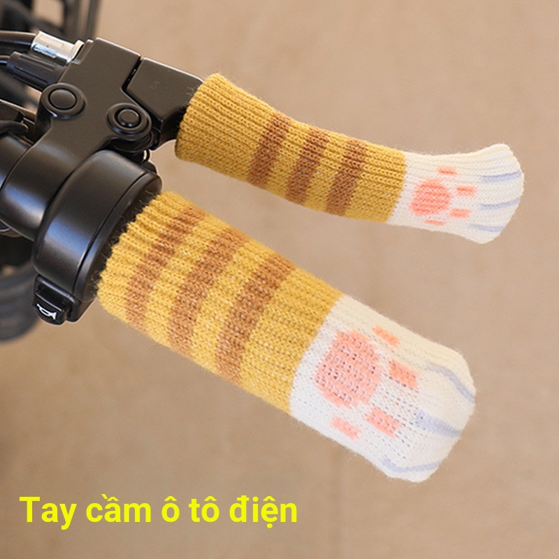 Xe ba bánh sang trọng bình ắc quy thông dụng mùa đông tay cầm xe máy ấm áp tay cầm tay dệt kim xe điện