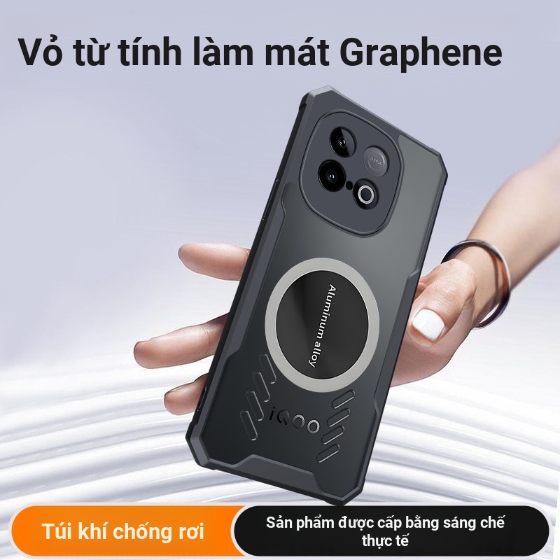 Mimi Tích Hợp Tấm Hợp Kim Nhôm Trong Suốt PC Cứng Ốp Lưng Cho VIVO iQOO Z10 Turbo Pro Neo10 5G Z10 Turbo + Z10X Ốp Điện Thoại Bức Xạ Nhiệt