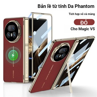 Bao da bản lề từ tính Funda cho Honor Magic V5 chân đế bằng kính cường lực toàn thân
