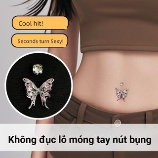 🔥 Phong cách Âu Mỹ 🔥 Khuyên cho nữ Miếng dán che sẹo quyến rũ có hàng sẵn Phụ kiện trang trí rốn gợi cảm cá tính Khuyên rốn giả Không cần lỗ xỏ Đính đá Móng tay giả không cần đục lỗ, cá tính ngọt ngào cho cô nàng hấp dẫn