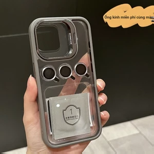 Ốp Điện Thoại Màu Xám Trong Suốt Có Vòng Đỡ Bảo Vệ lens u1 Cho iphone 15 12 13 14 15 pro max 11 Sm
