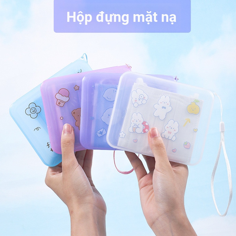 Hộp Mặt nạ Di Động Chống Thấm Nước Chống Bụi Mặt nạ Bảo Quản Tạm Thời Thư Mục Túi Bảo Vệ Sinh Hoạt Hình Trẻ Em Mặt nạ Hộp Bảo Quản