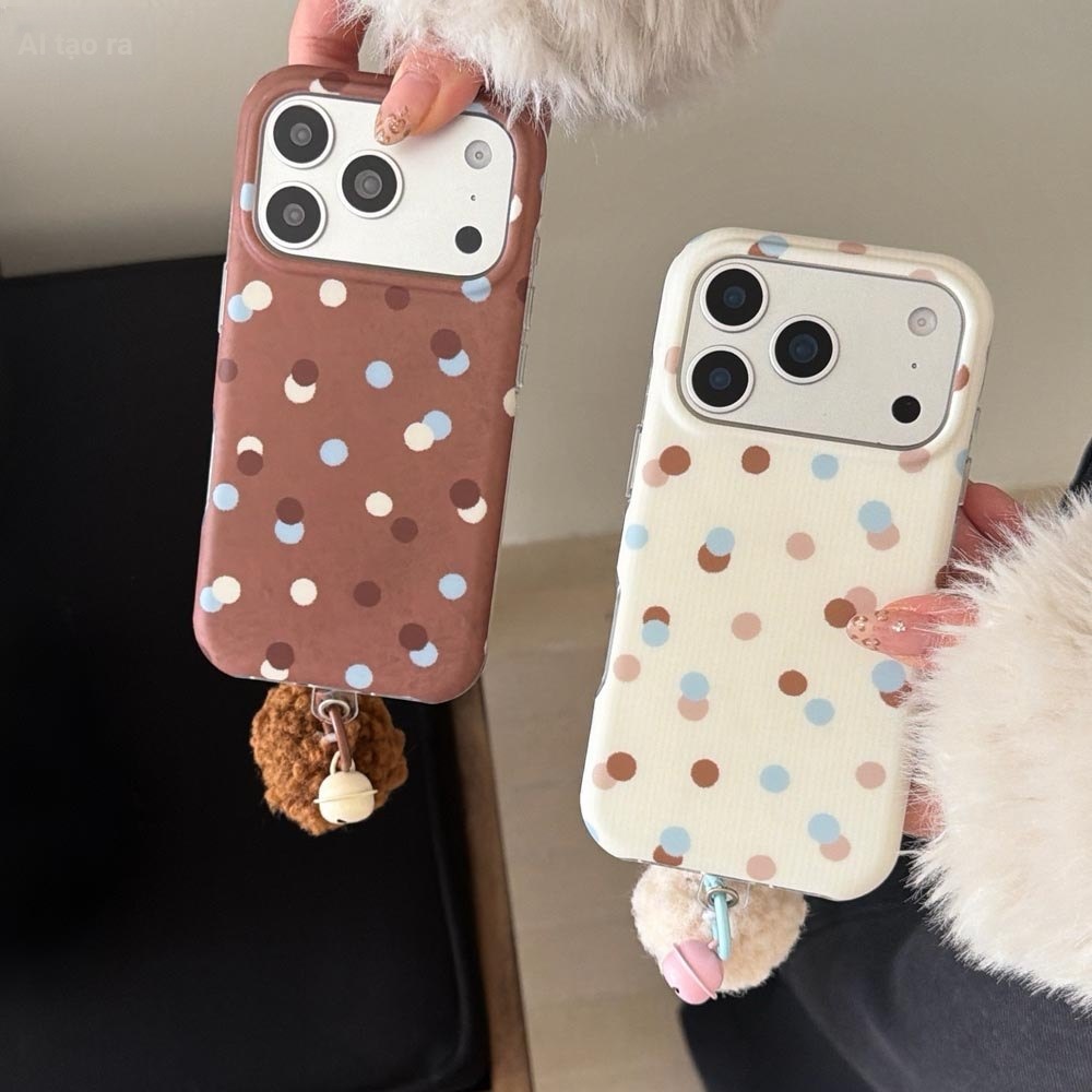 Ốp lưng cứng Tương thích với iPhone 13 14 14Pro 14ProMax 15 15Pro 15ProMax 16 16Pro 16ProMax 17 17Pro 17ProMax Ốp họa tiết tương phản chấm bi