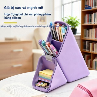 Máy Tính Để Bàn Silicon Sử Dụng Kép Học Sinh Đơn Giản Hộp Đựng Kim Cương Dây Kéo Loại Silicon Văn Phòng Phẩm Túi Bảo Quản Văn Phòng Phẩm Hộp Đựng Bút Chì 0313