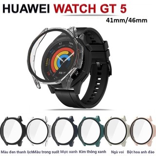 Ốp Đồng Hồ Cho Huawei Watch GT 5 Pro 41mm 46mm PC Ốp Lưng Kính Cường Lực Phim Dành Cho Huawei Watch GT5 Pro Bảo Vệ Phụ Kiện