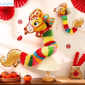 LACYES Giấy Nhảy Ngựa, Phim Hoạt Hình 3 D Cầm Tay Ngựa Đồ Trang Trí, Sáng Tạo Handmade 2026 Năm Ngựa Thủ Công Rồng Đồ Chơi Lễ Hội Mùa Xuân Tiếp Liệu