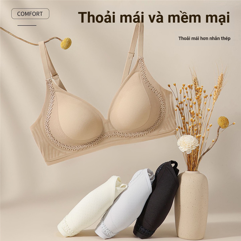 Quần Lót Nữ Tập Hợp Chống Chảy xệ Bên Ngực Liền Mạch Nhẹ Thoáng Khí Ren Đẹp Nâng Lưng Chăm Sóc Áo Ngực Lụa
