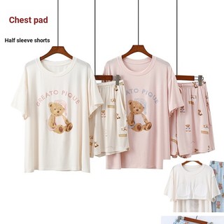 Phụ Nữ Modal In Bộ Mùa Hè 2025 Mỏng Miếng Lót Áo Sơ Mi Quần Short loungewear Hoạt Hình Bộ Đồ Ngủ Phù Hợp Với
