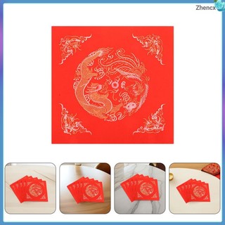 🧧 20Pcs Giấy Đỏ Thư Pháp Hình Vuông Viết Câu Đối Tết Âm Lịch Phong Cách Thư Pháp Trung Hoa Truyền Thống