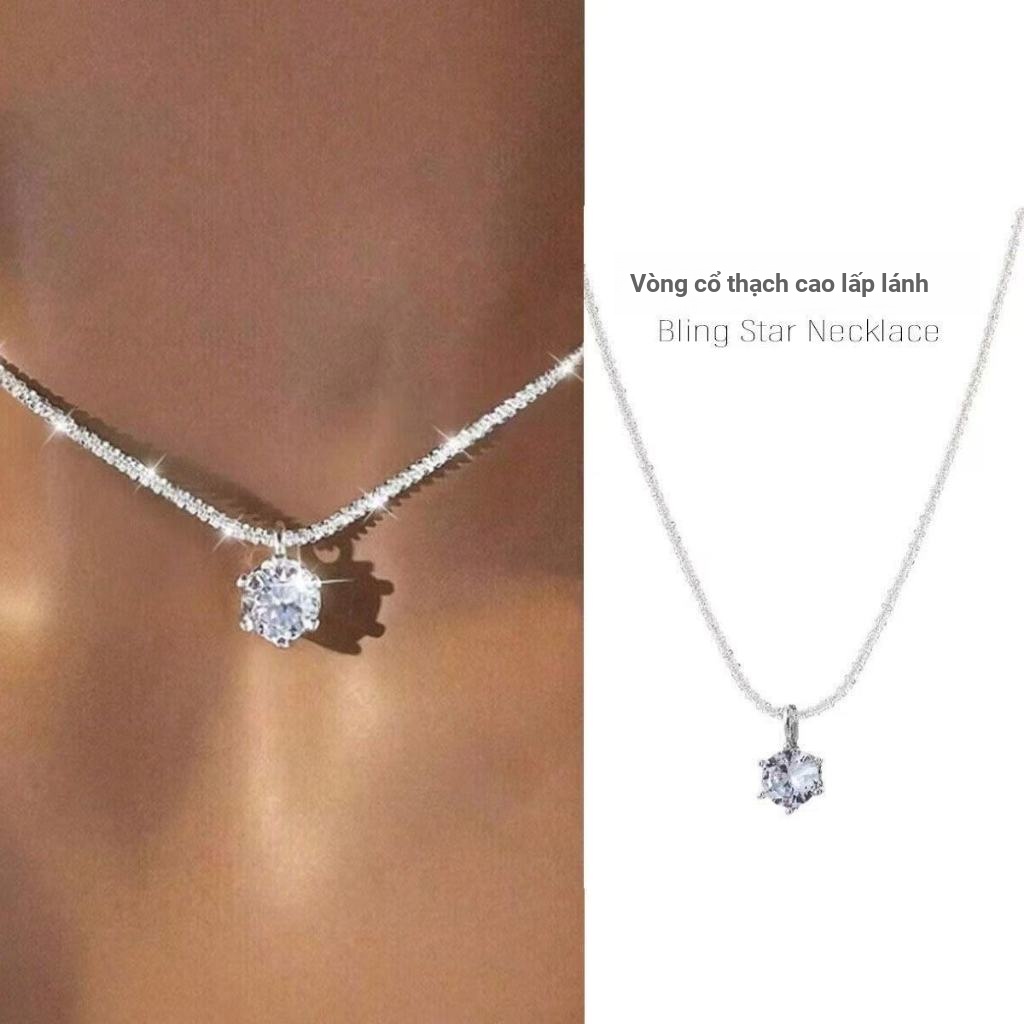 Tối Giản Bạc S925 Sáu Móng Vuốt Đơn Kim Cương Vòng Cổ Phù Hợp Với Thời Trang Nữ Xương Đòn Dây Chuyền