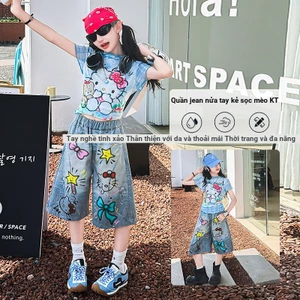 Bé Gái Hoạt Hình Mèo In Hình Mùa Hè 2026 Phong Cách Mới Trẻ Em Mỏng Thường Ngày Top
