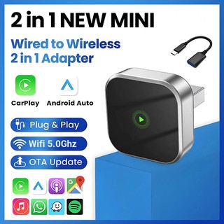 Bộ chuyển đổi tự động CarPlay không dây Mini 2 trong 1 Dongle cho Apple & Android - Plug & Play Không cần pin, Tương thích với nhiều loại xe khác nhau