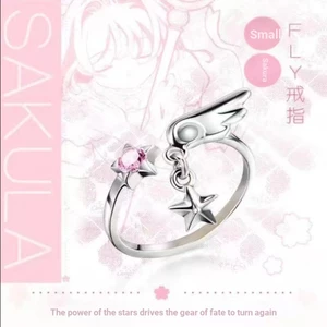 Đa dạng Nhẫn Sakura Thẻ ma thuật Đôi cánh thiên thần Cô gái Học sinh FLY Anime Ngoại vi Nhẫn hai chiều