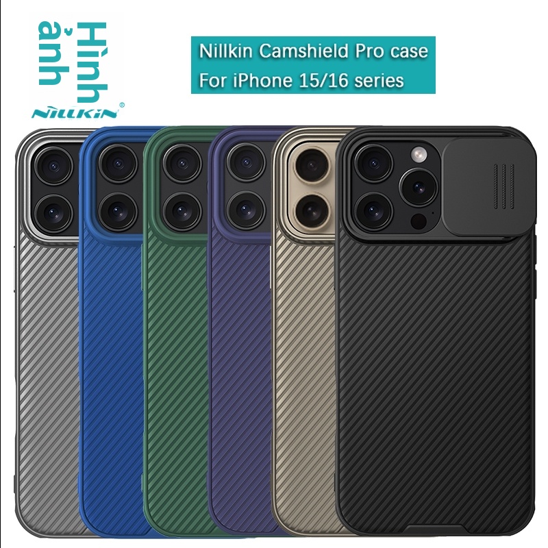 Nillkin Cho Apple iPhone 16 Pro Max / iPhone 15 Pro Max / 15 16 Plus Camshield PC TPU Bảo Vệ Ống Kính Máy Ảnh Trượt Trượt Chống Sốc Ốp Lưng Cứng Vỏ Điện Thoại Vỏ Bảo Vệ