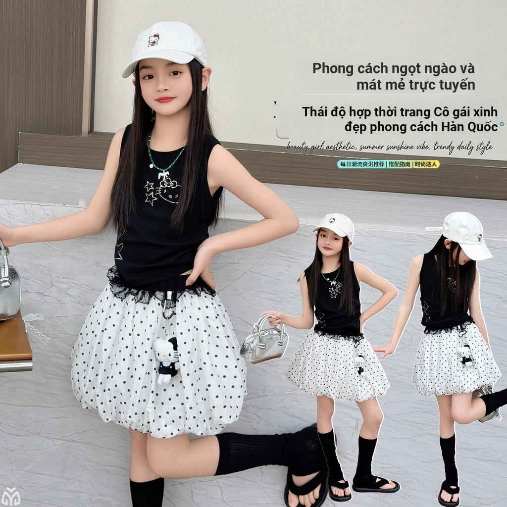 Áo Vest Mùa Hè Bé Gái 2026 Phong Cách Mới Phiên Bản Hàn Quốc Trẻ Em Ren Hot Diamond Top