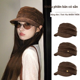 Đai lụa xếp ly flat top da lộn phong cách retro mới, phù hợp mọi khuôn mặt