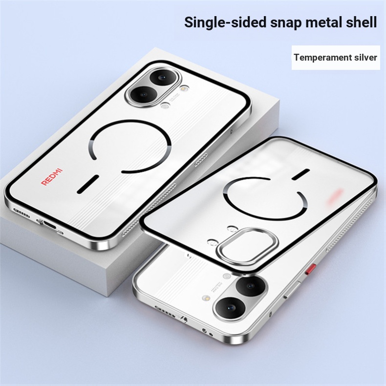 Ốp Nam Châm Cho Xiaomi POCO X8 Pro Max Redmi Turbo 5 5Max 5G Vỏ Cảm Giác Da Sạc Không Dây Hợp Kim Nhôm Khung Kim Loại Vỏ Matte Trong Suốt Acrylic
