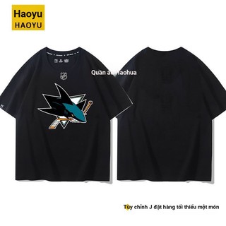 North American Pro Ice Hockey League Áo thun ngắn tay nam khúc côn cầu trên băng 100% Cotton cao cấp Quần áo thể thao 0325