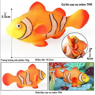 Bộ sưu tập đồ chơi sinh vật biển bằng silicon mềm mô phỏng bao gồm cá hề, sứa, cá góc, tôm hùm - Bóp và chơi giảm căng thẳng