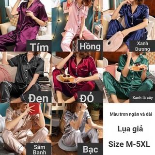 Bộ đồ ngủ lụa màu mỡ mùa hè dành cho nữ Quần ngắn tay Cardigan Size lớn M-5XL Giả lụa Quần áo gia đình Bộ đồ 10 màu