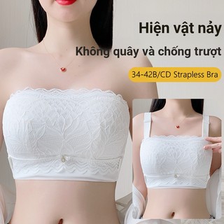 Phong Cách Mới 34-42B / CDE Kích Thước Lớn Thời Trang Áo Ngực Dây Ren Hoa Liền Mạch Plus Kích Thước Áo Ngực Full Cup Siêu Mỏng Mềm Không Dây Chống Trơn Trượt Làm Đẹp Lưng Bralette Gợi Cảm Push Up Bralette