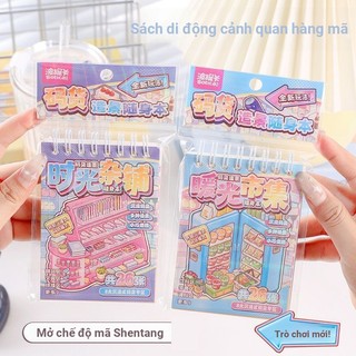 ENWEI 23 Cái [Dòng sưu tập mã siêu thị] Bộ sưu tập nhãn dán phong cảnh chống nước 3D Sách ánh sáng ấm áp Thời gian thị trường Cửa hàng tạp hóa cho nhật ký sổ lưu niệm Nhật ký