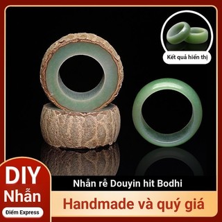 Gói vật liệu cặp đôi ngọc lục bảo Green Bodhi Ring diy Handmade.