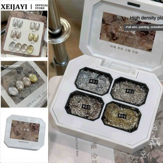 XEIJAYI 4 lưới gel móng tay bạch kim mật độ cao, sơn đường kéo, keo quang trị liệu bạch kim siêu sáng, nghệ thuật làm móng cho tiệm nail