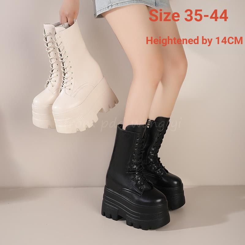 Cos Tăng Chiều Cao Giày 14cm Trắng Dày Đế Nhỏ Kích Thước Lớn Mùa Hè Truyện Tranh Triển Lãm Nền Tảng Giày Tăng Chiều Cao Giày Bốt Martin