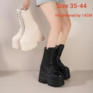 Cos Tăng Chiều Cao Giày 14cm Trắng Dày Đế Nhỏ Kích Thước Lớn Mùa Hè Truyện Tranh Triển Lãm Nền Tảng Giày Tăng Chiều Cao Giày Bốt Martin