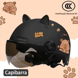 Mũ bảo hiểm Capybara 2026 – Nón đi xe máy tai mèo dễ thương, chống nắng và an toàn cho bé