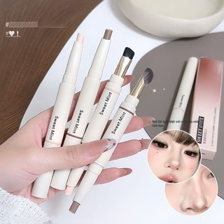 Sweet Mint Dual Ended Contour Stick với bàn chải tích hợp Highlight & Shade 3D Sculpting Matte tự nhiên, thân thiện với người mới bắt đầu NO.qingtoutiliangxiurongbi