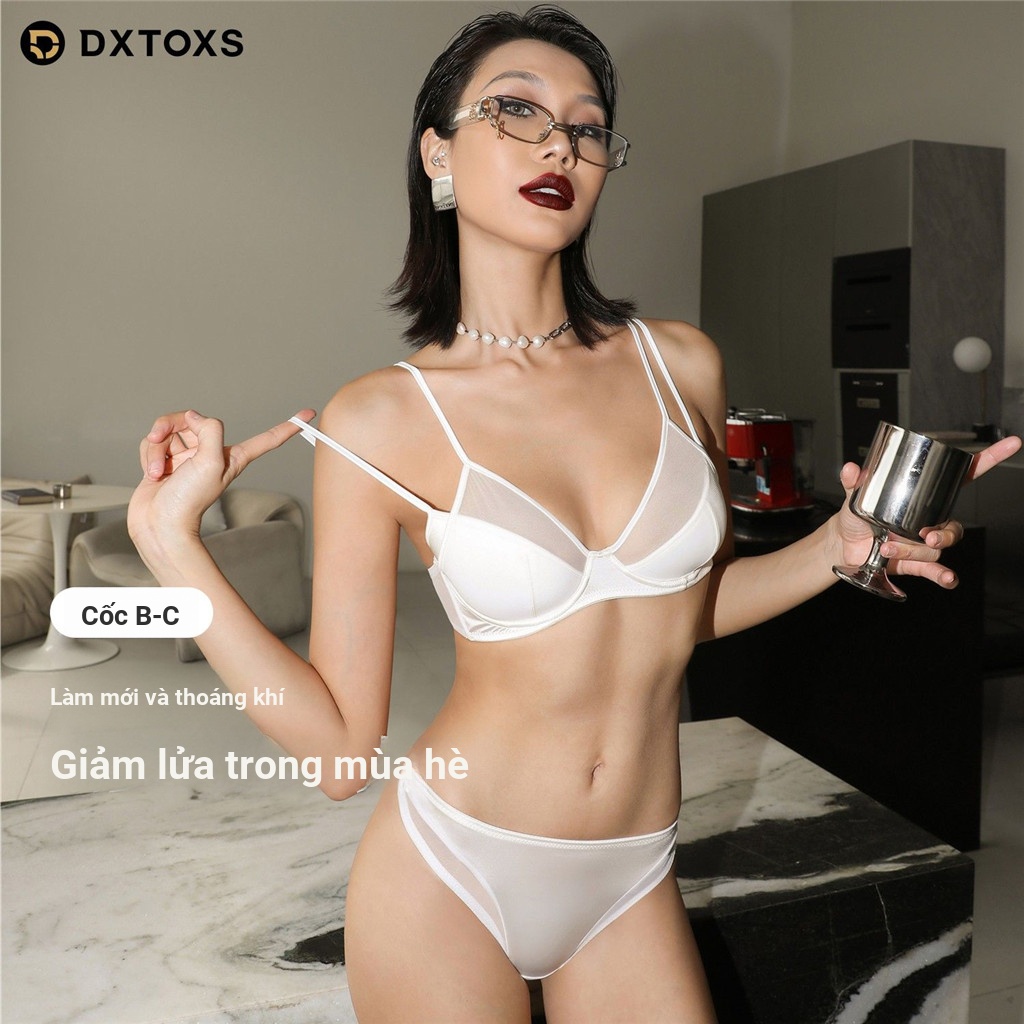 Ngực Lớn Nhìn Quần Lót Nhỏ Nữ Mùa Hè Mỏng Phong Cách Gợi Cảm Dây Đeo Vai Đôi Trên Hỗ Trợ Bên Ngực Chống Chảy xệ Bộ Áo Ngực Pháp
