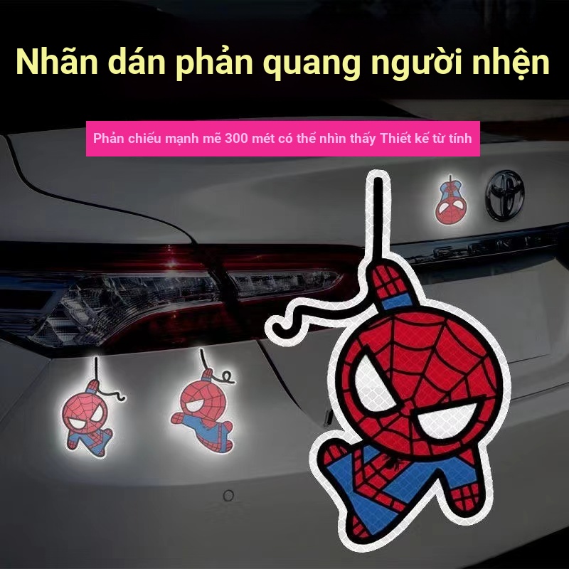 Người Nhện Phản Quang Miếng Dán Trang Trí Ô Tô Xe Máy Hoạt Hình Chống Thấm Nước Miếng Dán Trang Trí Xe Người Nhện Hoạt Hình Mũ Bảo Hiểm Miếng Dán Hành Lý