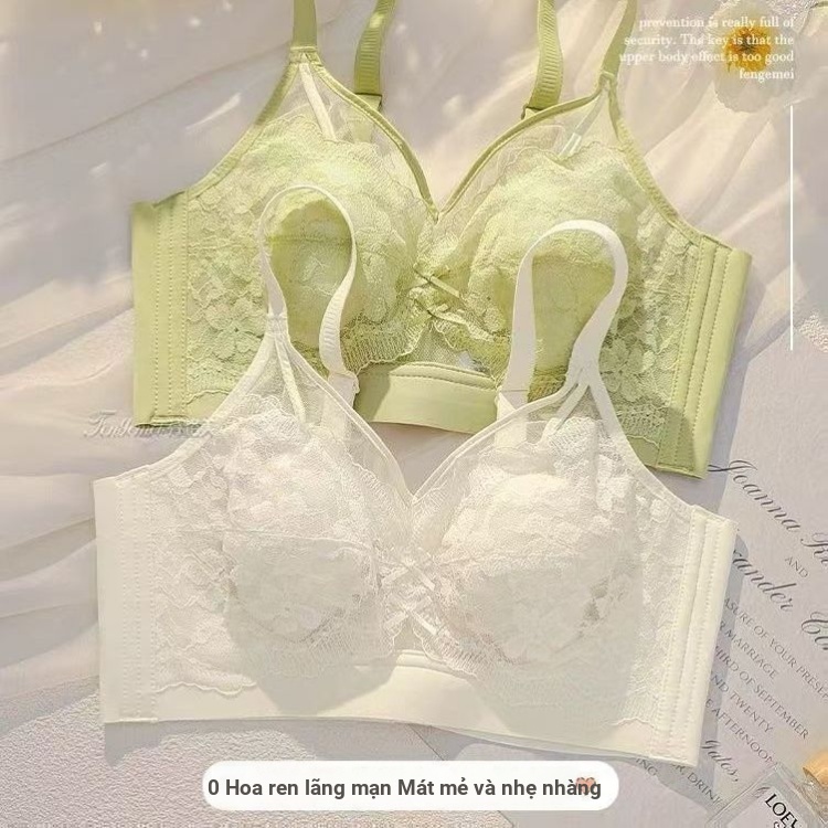 Mẫu mới áo ngực ren mỏng mùa hè, không vòng thép, tạo dáng nhỏ gọn và gợi cảm