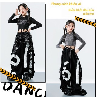 Đồ Nhảy Hiện Đại Hiphop Trẻ Em Set Đồ Dance Jazz Quần Nhảy Crop Top Đồ Nhảy Cho Bé Gái Bộ Tập Nhảy Cho