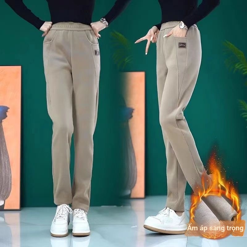 quần giữ nhiệt nữ Quần thường ngày thu đông mới, ấm áp, chất nhung dày cao cấp, ôm body