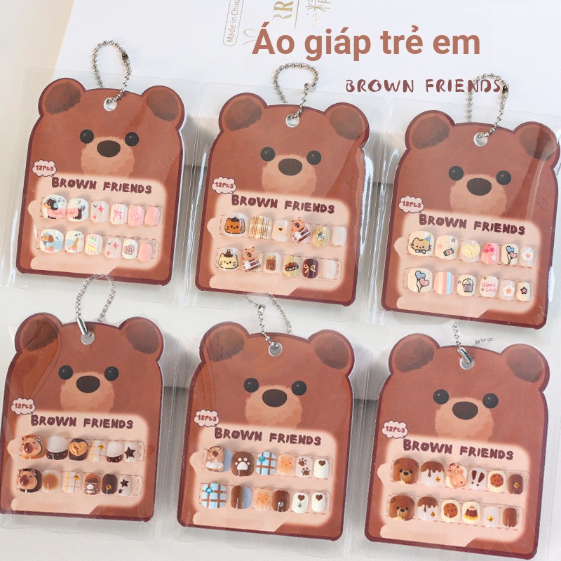 Dễ Thương Trẻ Em Hoạt Hình Ngắn Handmade Dán Móng Tay Capybara Đeo Đầu Móng Tay Giả Móng Tay